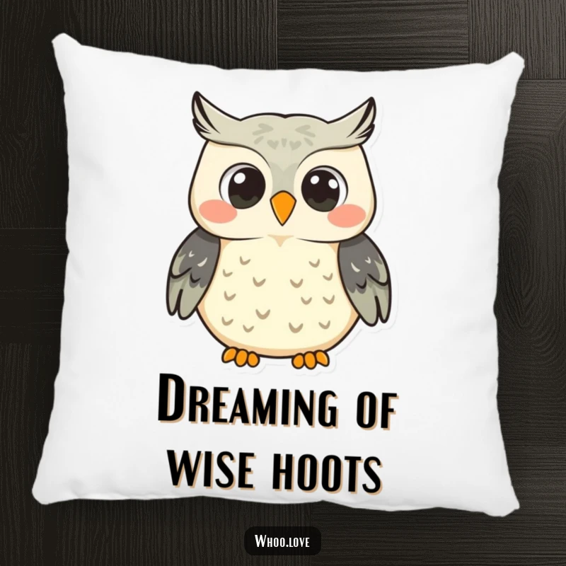 Funny smiling owl character pillow, depicted hooting with a big, happy smile, offering soft comfort and cheerful decor.