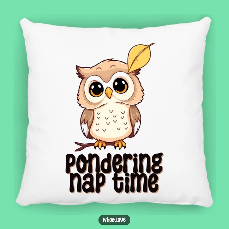 Funny Curious Owl Leaf Pillow: Cuddle Up with Curiosity