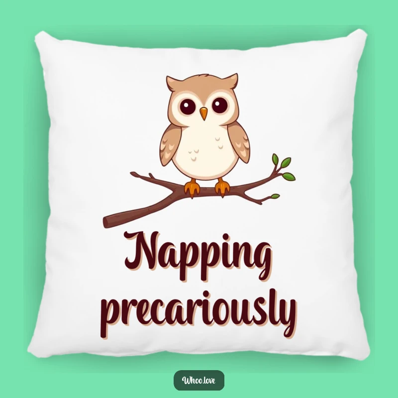 Funny Owl Pillow: Wobbly Balance - Soft Determined Funny Gift