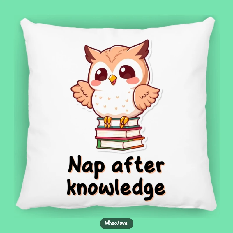Funny Kawaii Owl Balancing Books Pillow: Cozy Comfort & Cute Humor