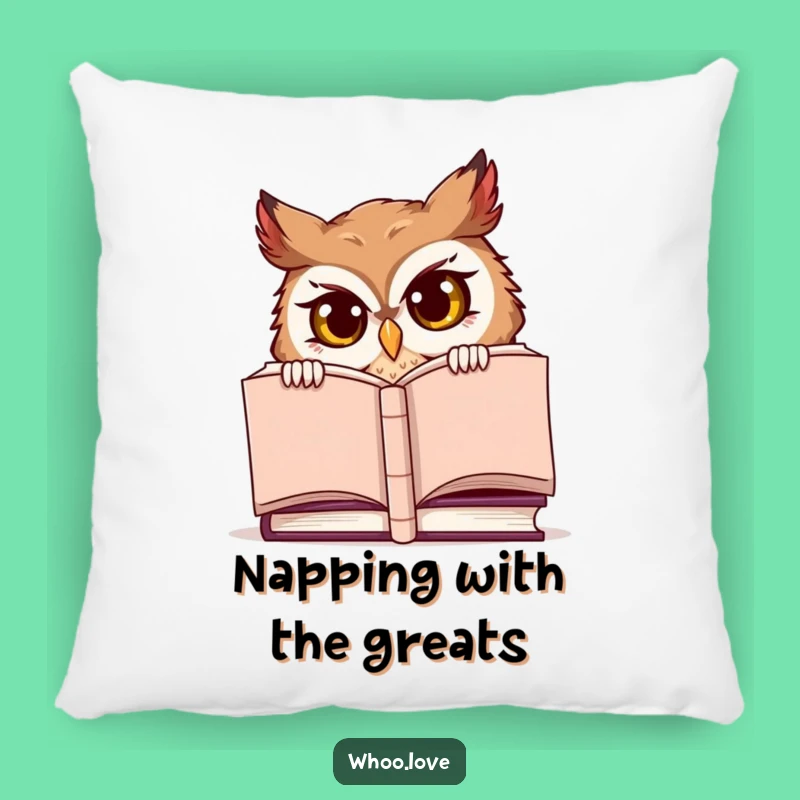Funny Comfort Pillow: Mischievous Owl's Book Peek, Cozy Reader Gift!