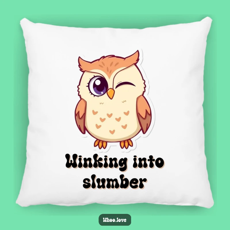 Funny Owl Wink Pillow: Cozy Cushion with Bird Sharing a Secret Look