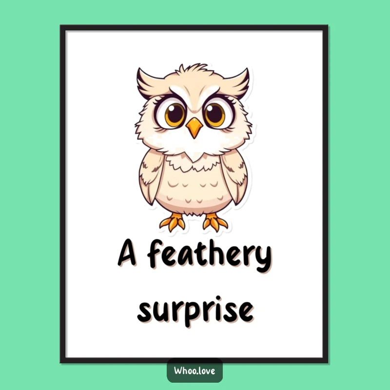 Funny Digital Art: Surprised Owl's Wind Gust, Instant Nature Decor Gift!