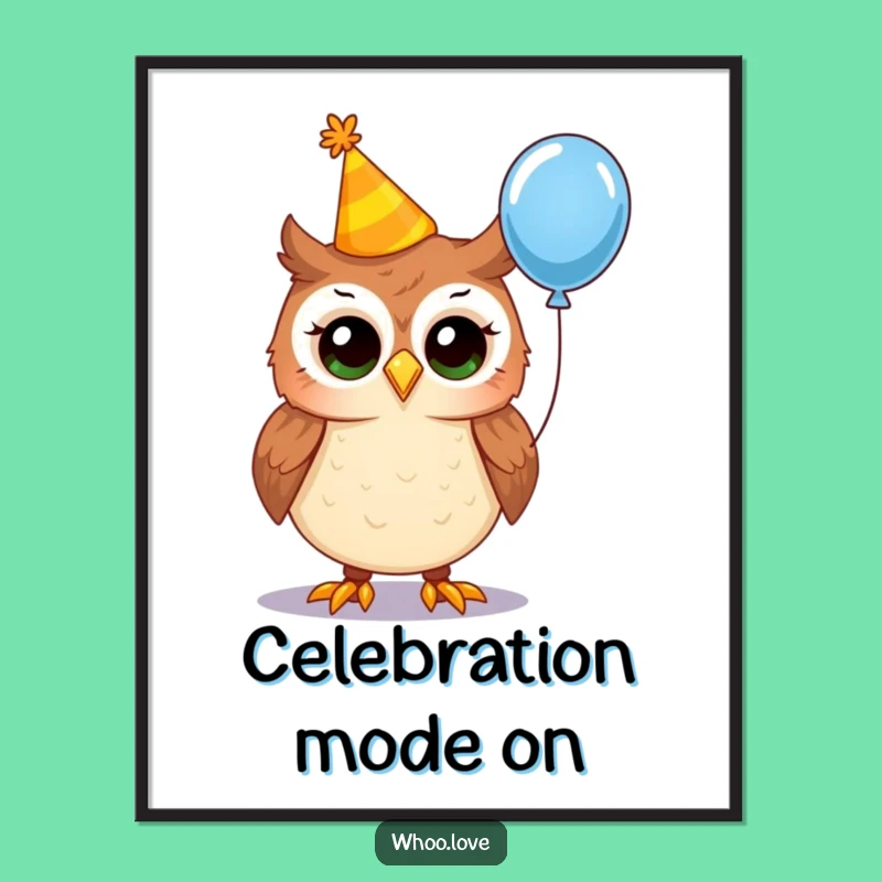 Funny Party Owl Digital Art Print: Instantly Download Festive Wall Art for Celebrations