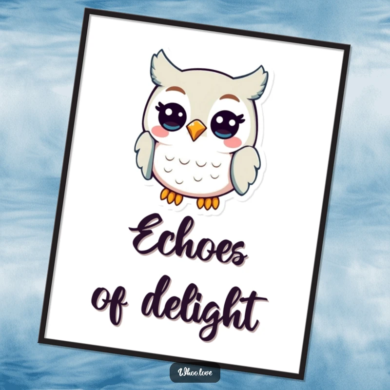 Funny Owl Digital Art Print: A high-resolution image of a cheerful owl character hooting with a happy expression, perfect for digital display.
