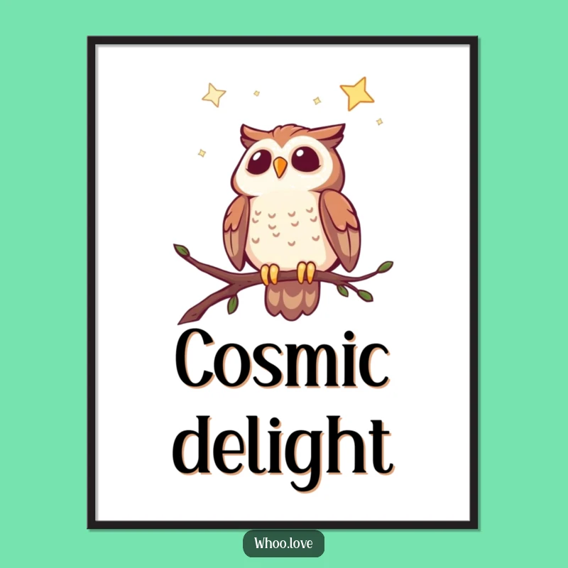 Funny Cheerful Owl Starry Sky Digital Art: Instant Enchantment for Your Walls