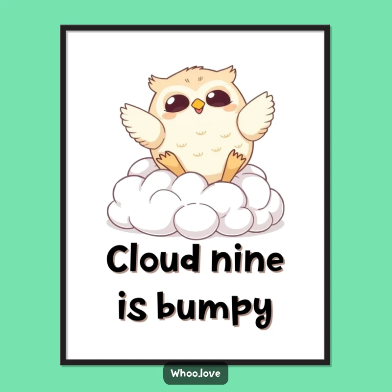 Funny Chubby Owl Cloud Tumbling Digital Art: Instant Laughs for Your Walls