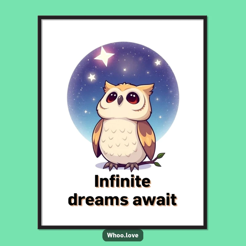 Funny Dreamy Owl Digital Art - Instant Celestial Wall Decor!