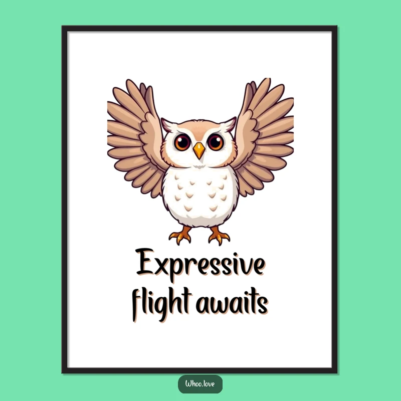 Funny Expressive Owl Wings Digital Art, Instant Freedom for Your Walls, Perfect Funny Gift