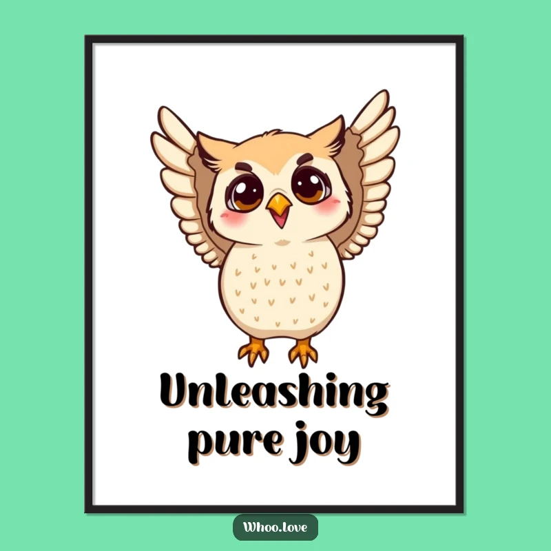 Funny Flapping Owl Digital Art Print - Instant Energetic Decor