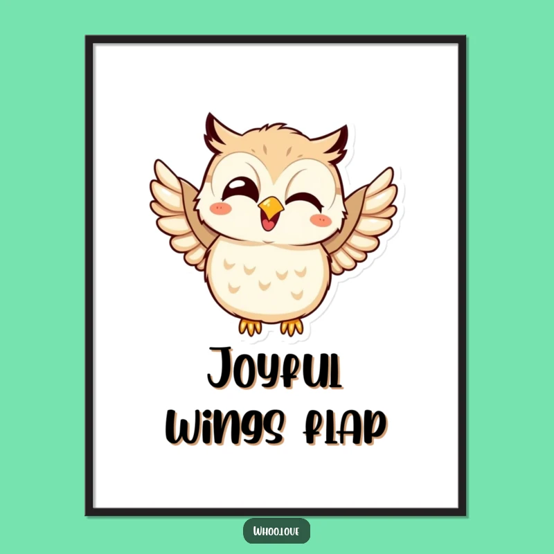 Funny Giggling Kawaii Owl Digital Print - Instant Joy for Your Walls