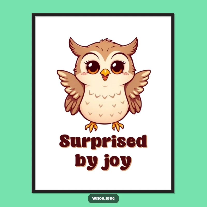 Funny Happy Owl Flapping Wings Digital Art: Instant Joyful Decor