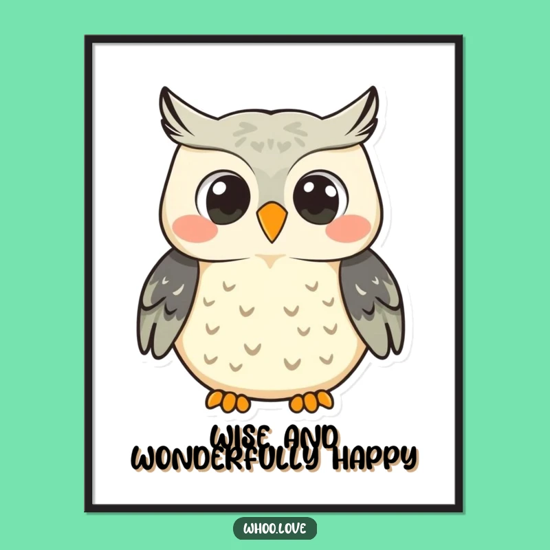 Funny Hooting Owl Digital Art: Instant Joyful Decor with this Smiling Print