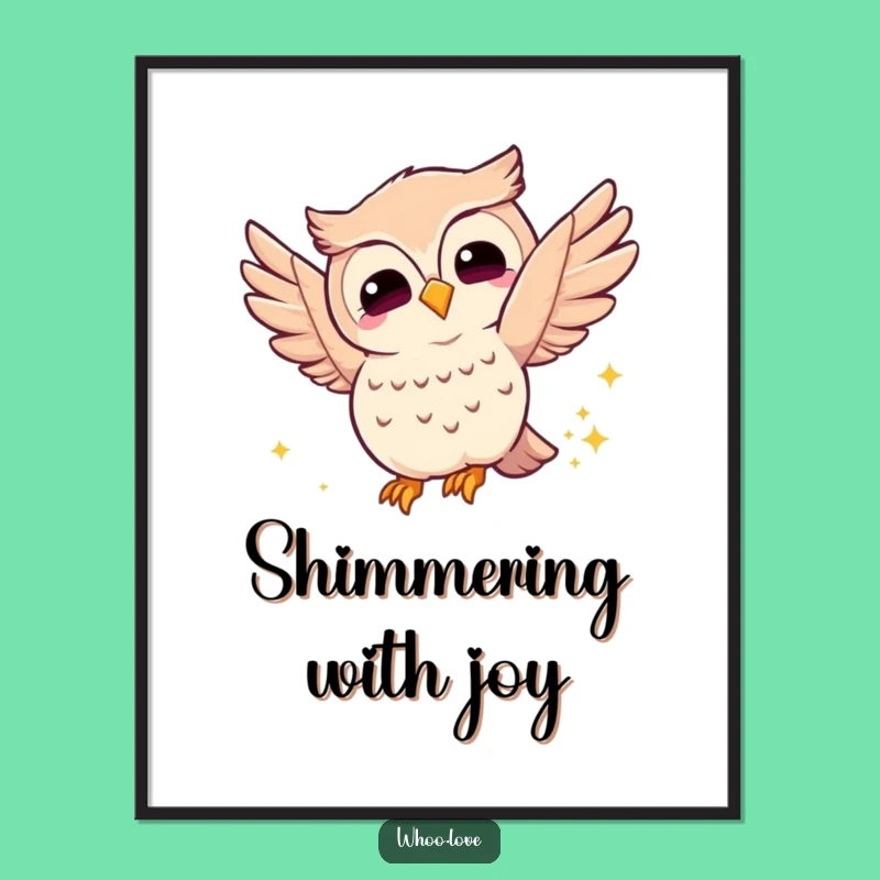 Funny Joyful Owl Digital Art Print: Instantly Download Sparkly Wall Art for Magic