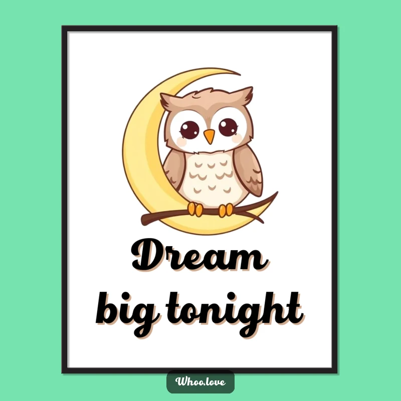 Funny Moon Owl Digital Art: Printable Perched Owl Decor, Instant Gift
