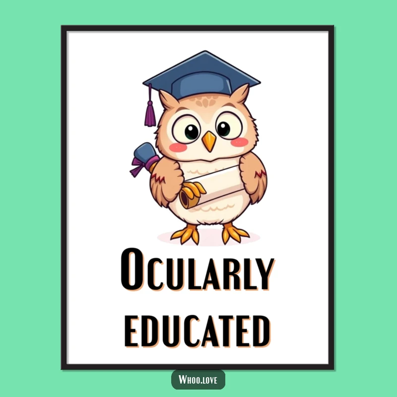 Funny Owl Graduation Digital Art: Joyful Wisdom - Instant Funny Gift!