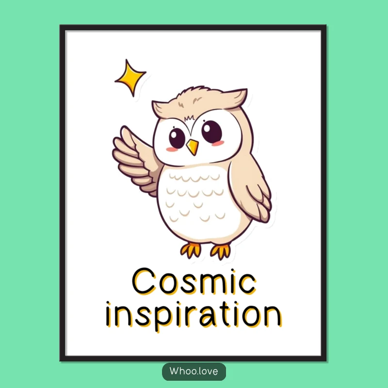 Funny Owl Guiding Star Digital Art: Instant Cosmic Inspiration for Your Space