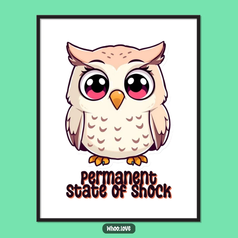 Funny Surprised Owl Digital Art: Instant Shocking Decor with this Hilarious Print