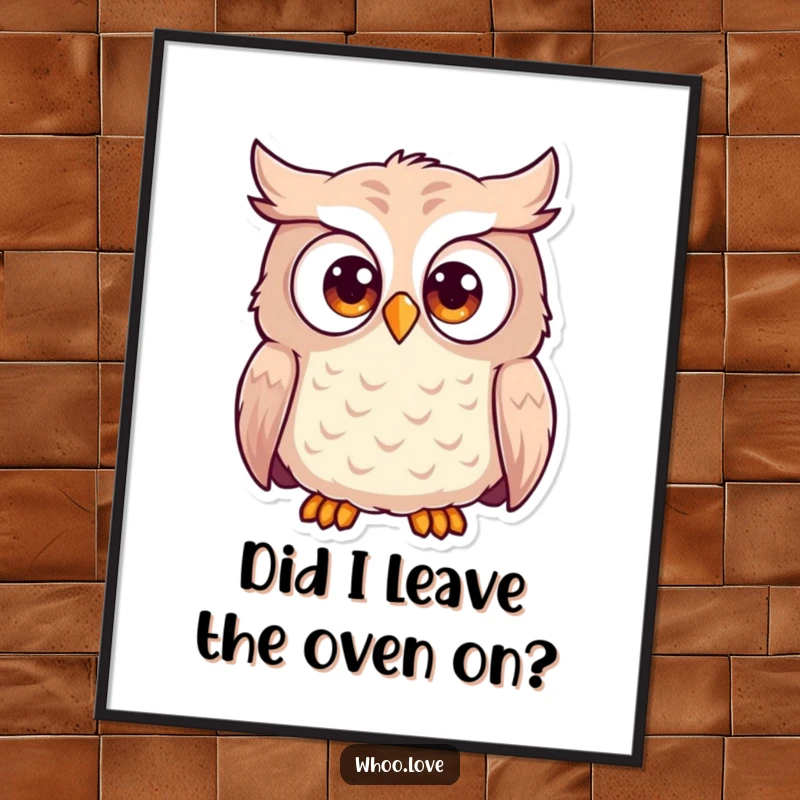 Funny surprised owl digital art print, an instant download of an owl with large, shocked eyes. Ideal for humorous wall decor.