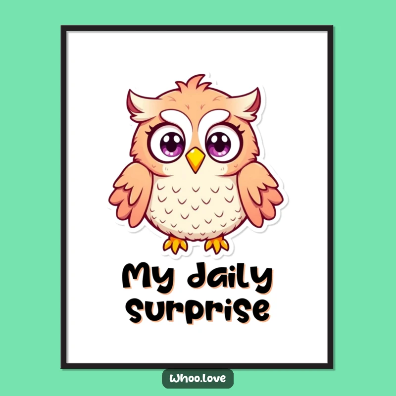 Funny Surprised Owl Digital Art: Printable Wide-Eyes Shocked Decor, Instant Gift