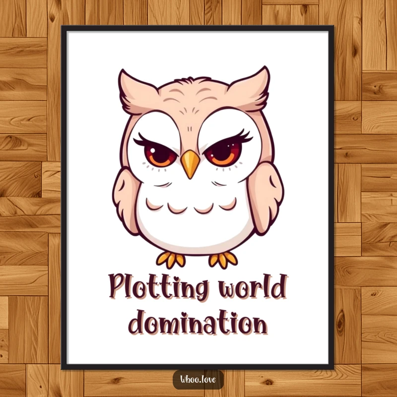 Funny winking owl digital art print, an instant download of an owl with a mischievous grin and wink. Ideal for playful wall decor.