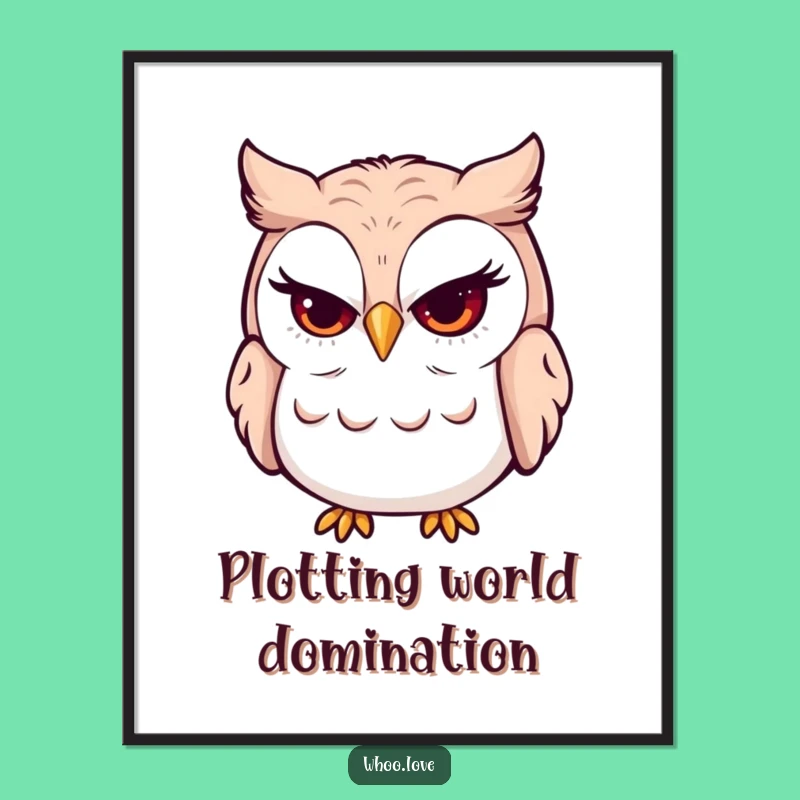 Funny Winking Owl Digital Art Print - Instant Mischievous Decor