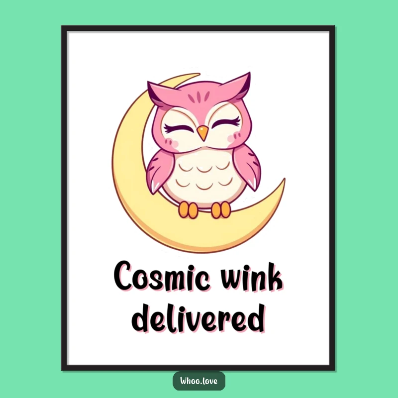 Funny Winking Owl Moon Digital Art, Instant Downloadable Whimsy, Perfect Funny Gift