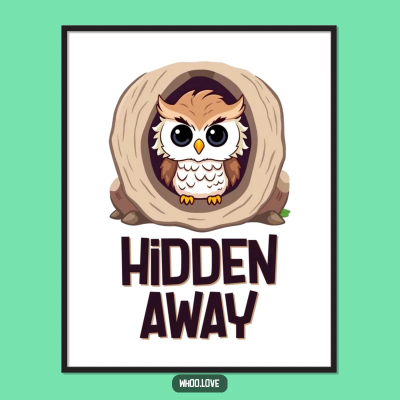 Funny Curious Owl Log Digital Art: Instant Whimsy for Your Walls