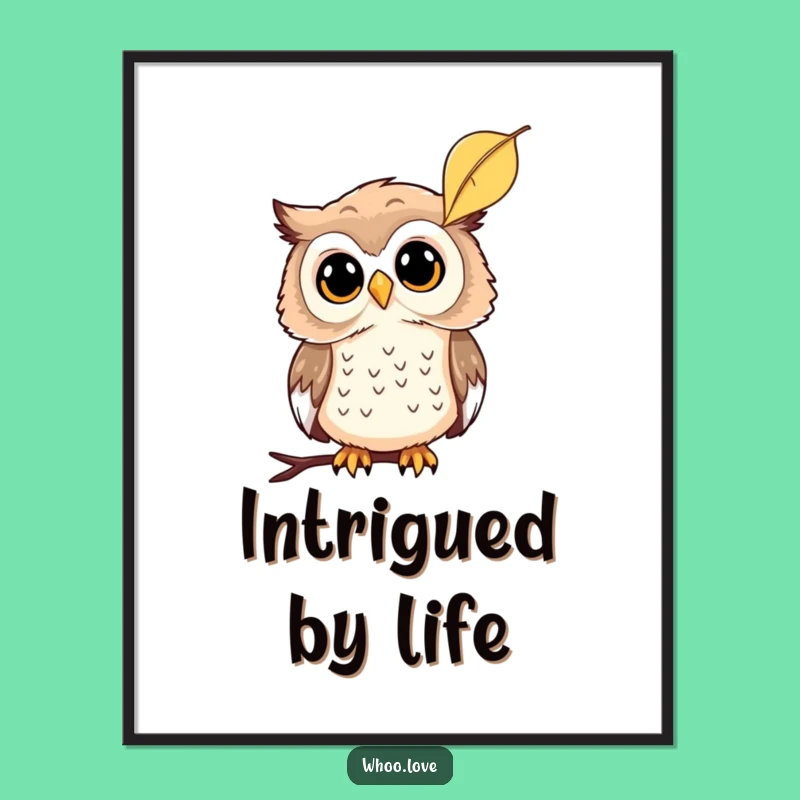 Funny Curious Owl Leaf Digital Art: Inspire Thoughtfulness