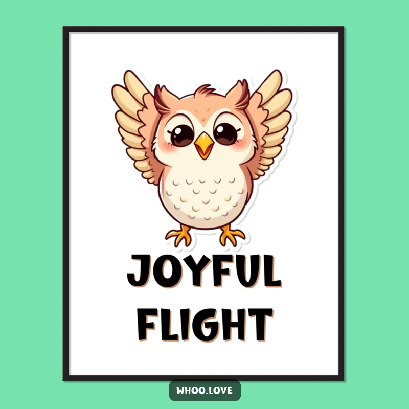 Funny Excited Owl Digital Art: Joyful Character - Instant Funny Gift for Walls