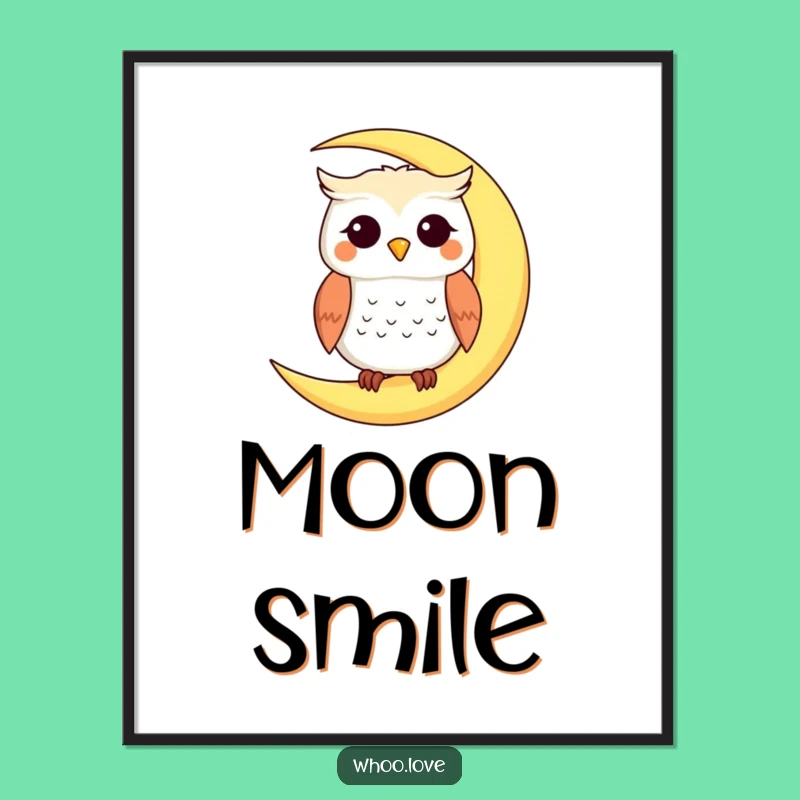 Funny Smiling Owl Moon Digital Art: Instant Celestial Charm
