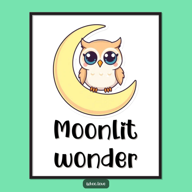 Funny Owl Moon Digital Art: Curious Character - Instant Funny Gift for Walls