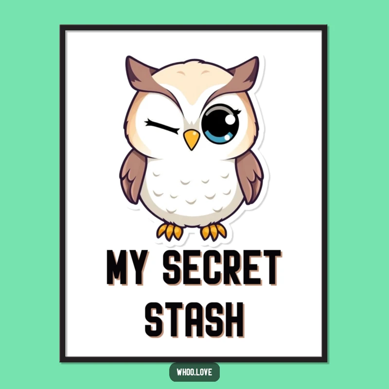 Funny Winking Owl Digital Art - Cheeky Bird Artwork, Instant Funny Gift Download