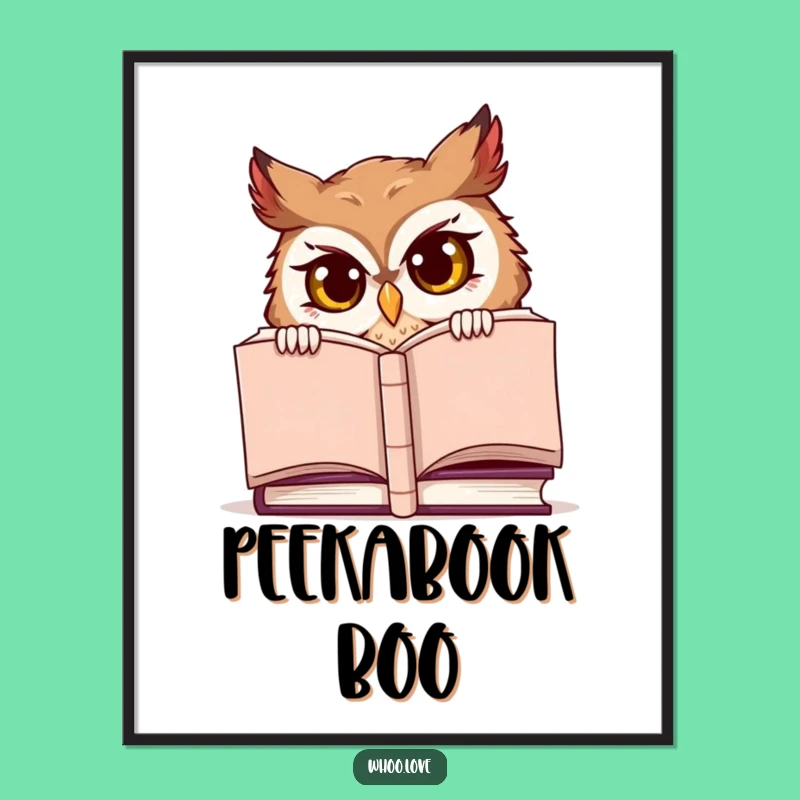 Funny Digital Art: Mischievous Owl's Book Peek, Instant Decor Gift!
