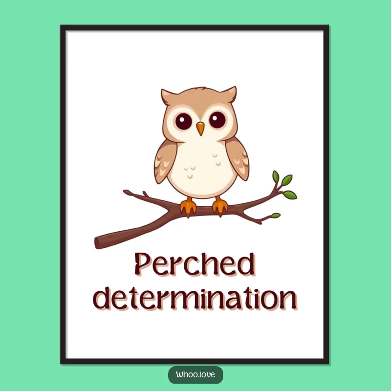 Funny Owl Digital Art: Determined Balance - Instant Funny Gift