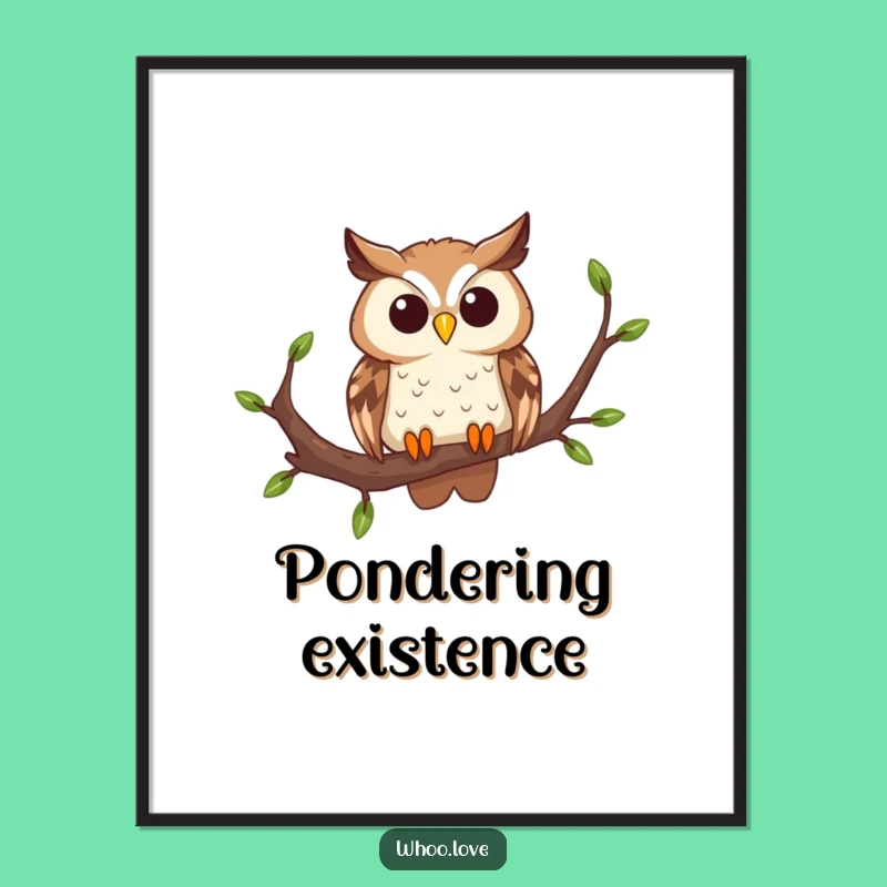 Funny Curious Owl Digital Art Print: Instantly Download Whimsical Wall Art for Your Home