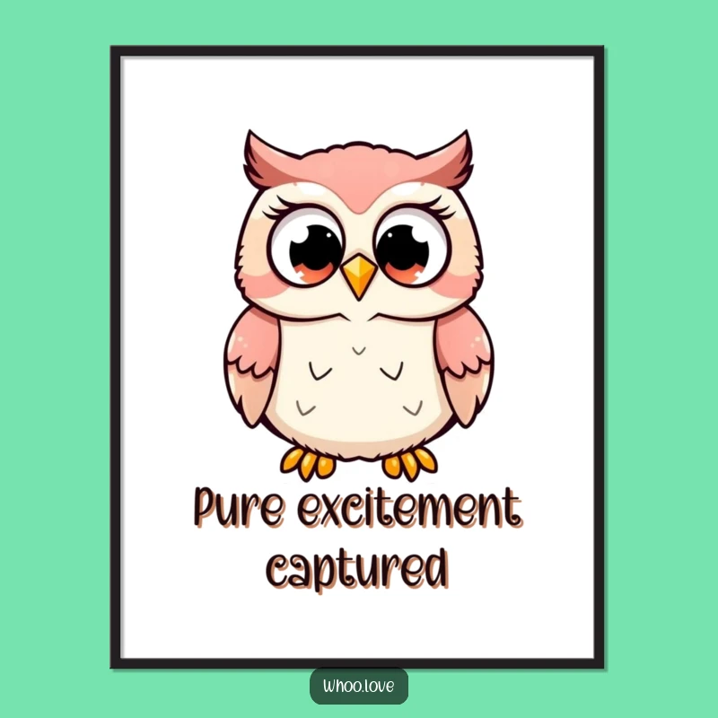 Funny Excited Owl Digital Art: Instant Joy for Your Walls