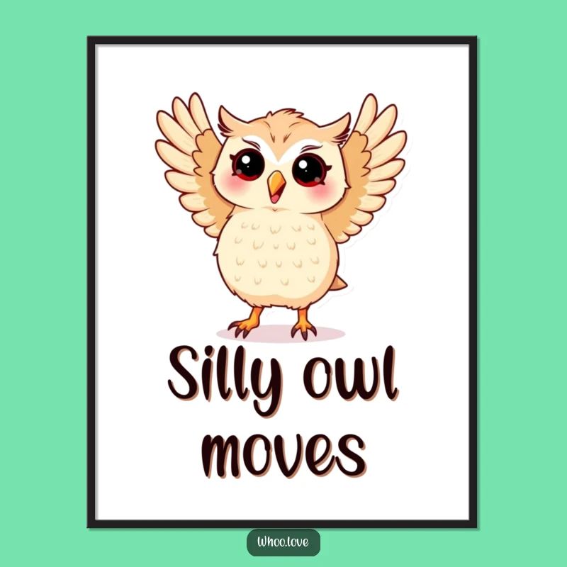 Funny Dancing Kawaii Owl Digital Print - Instant Fun for Your Walls