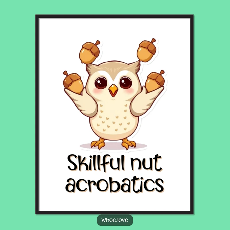 Funny Giddy Owl Juggling Digital Art - Instant Playful Decor Download!