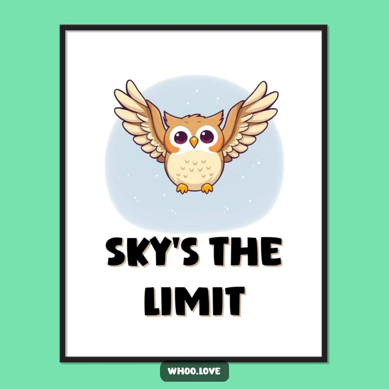Funny Soaring Owl Digital Art: High-Resolution Laughter for Your Walls