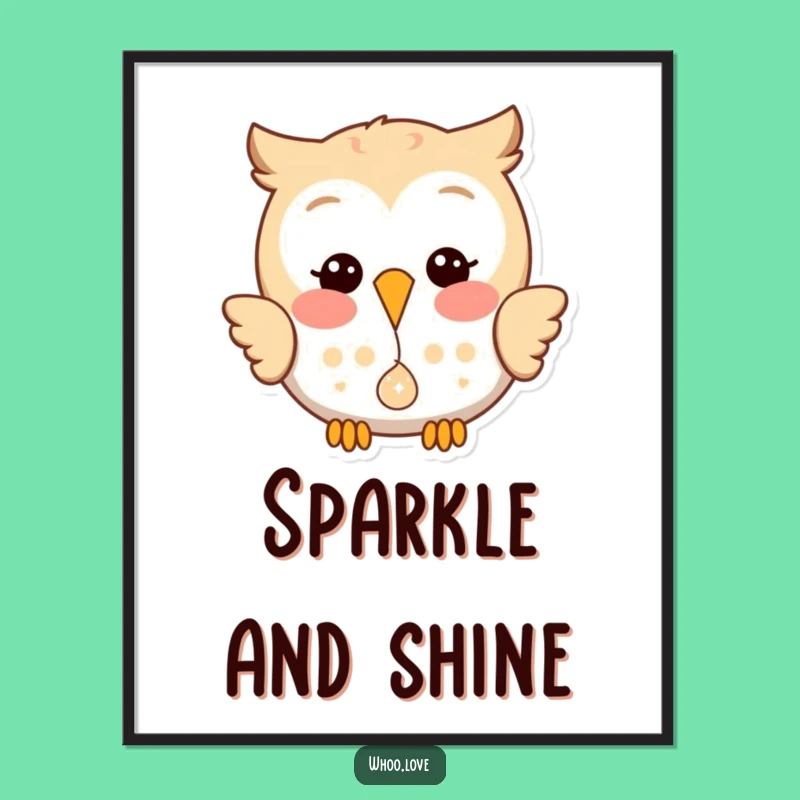 Funny Happy Owl Shiny Dropping Digital Art: Instant Playful Charm for Your Walls