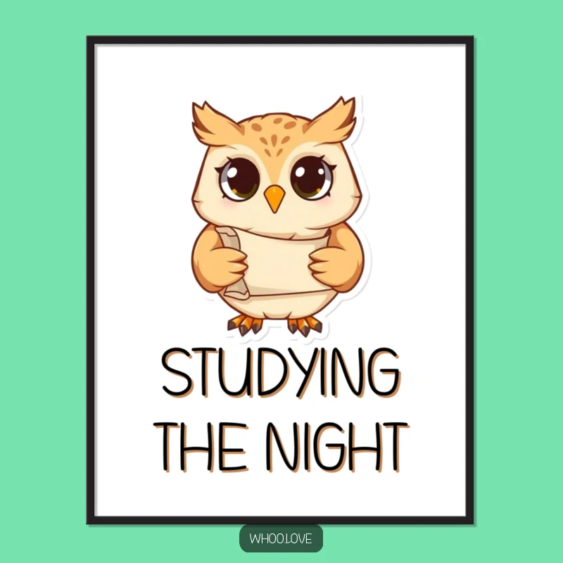 Funny Studious Owl Digital Art: Instant Wisdom for Your Walls
