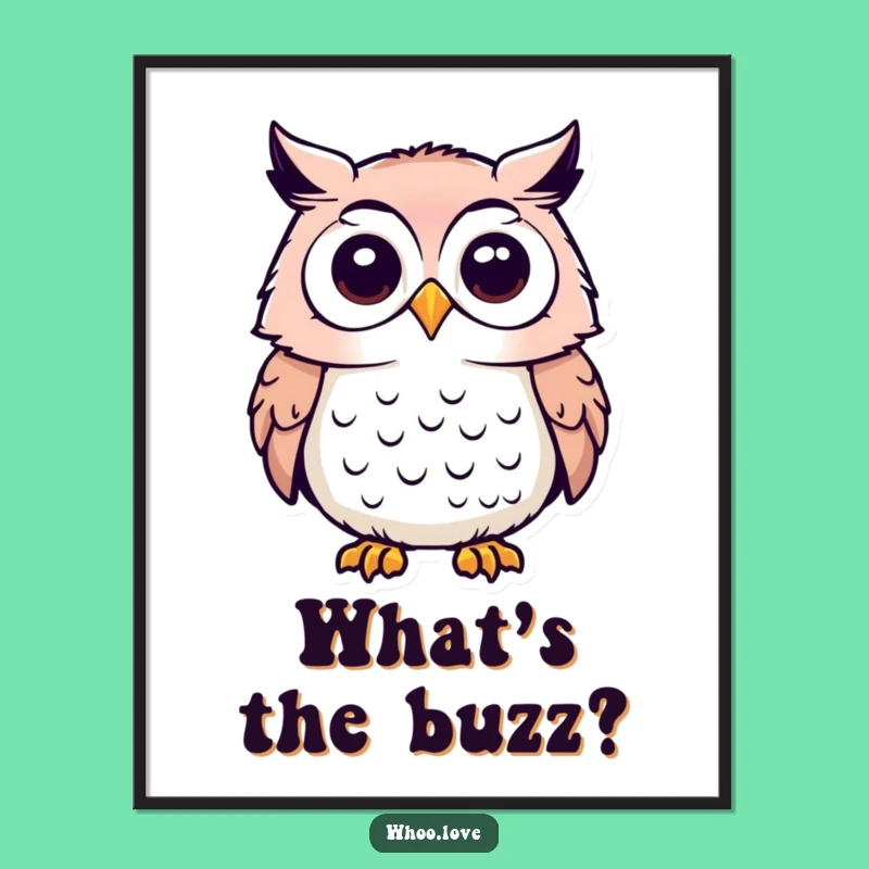 Funny Curious Owl Digital Art - Inquisitive Artwork, Instant Funny Gift Download