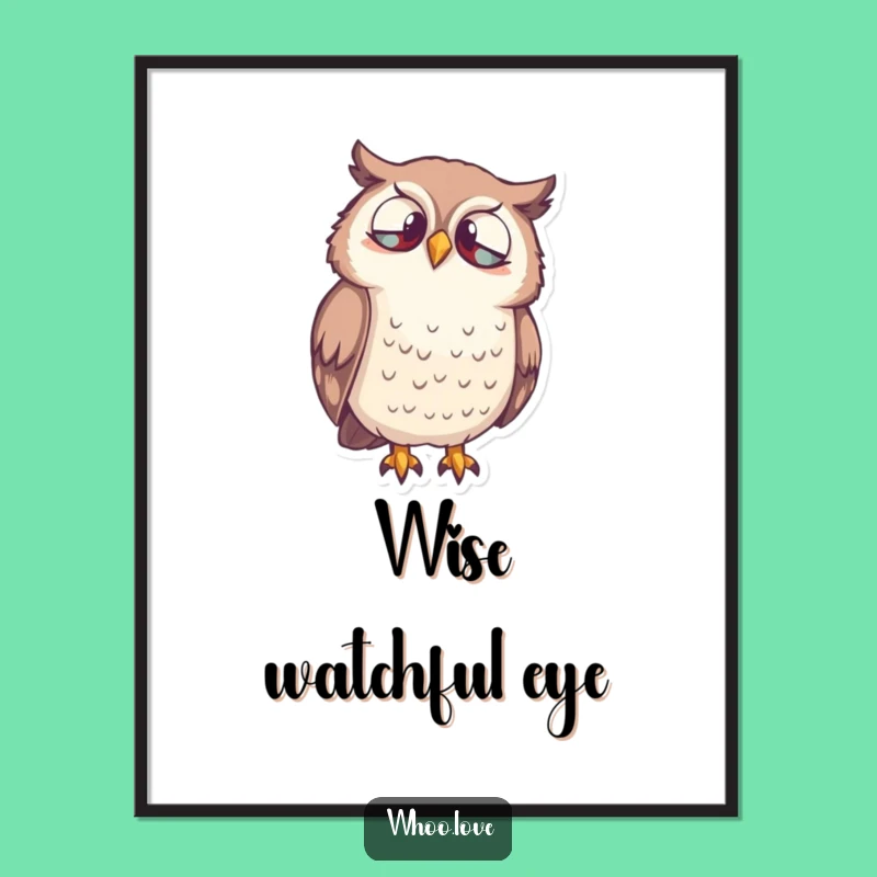 Funny Owl Curiosity Digital Art - Instant Bird Decor, Perfect Funny Gift!