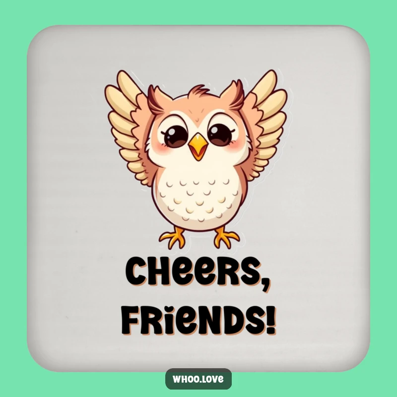 Funny Excited Owl Coaster: Happy Character - Chic Funny Gift for Tabletops