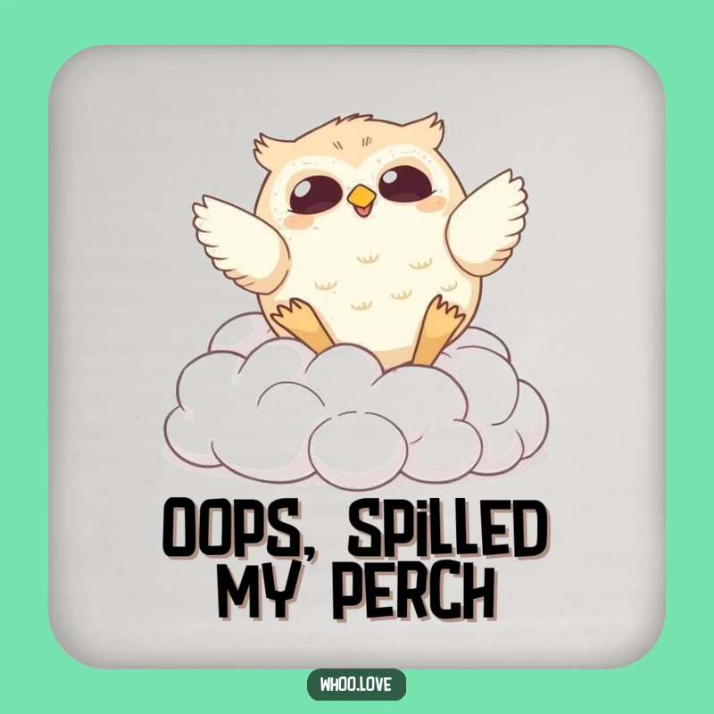 Funny Chubby Owl Cloud Tumbling Coaster Set: Protect Surfaces with Humor