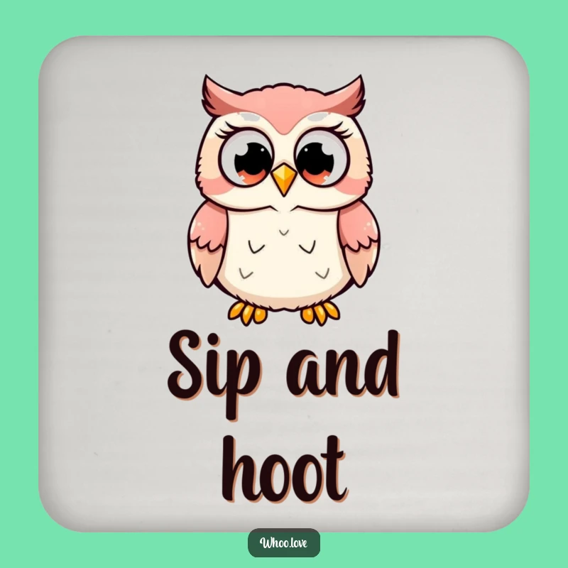 Funny Excited Owl Coaster: Add Cheer to Your Tabletop