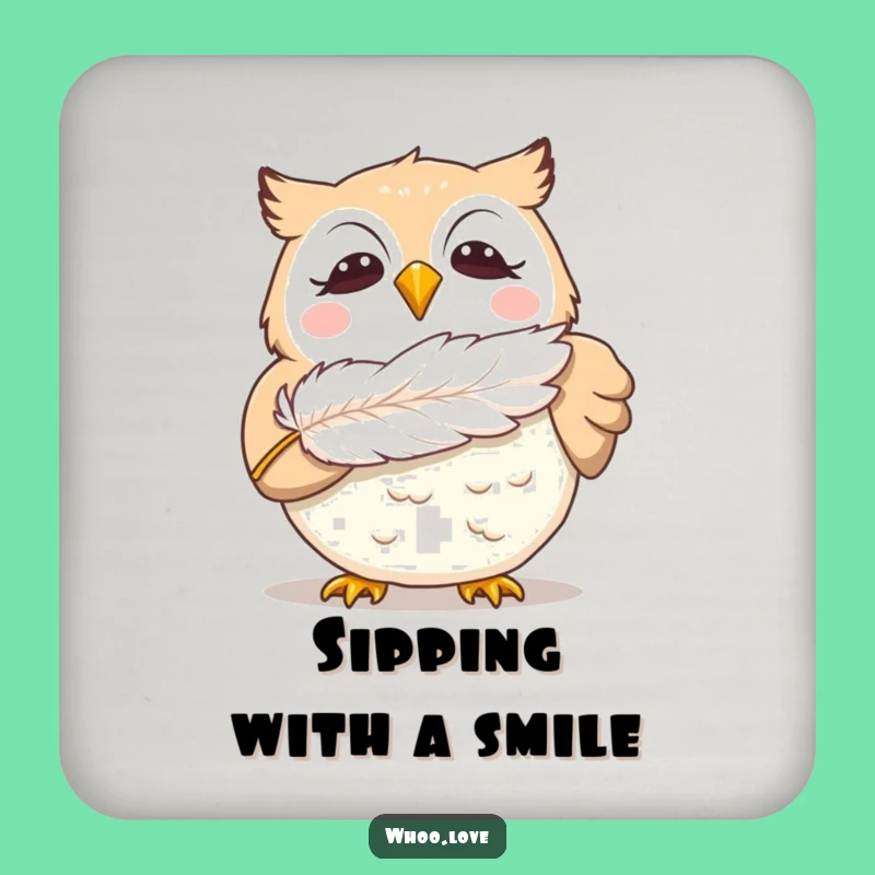 Funny Giggling Owl Drink Coaster: Protect Surfaces with Delightful Feathered Fun