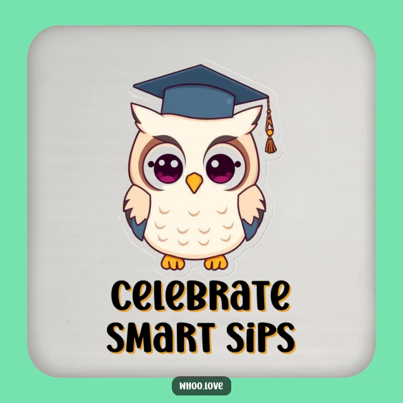 Funny Graduation Owl Coaster: Smart Grad Drink Mat, Great Gift
