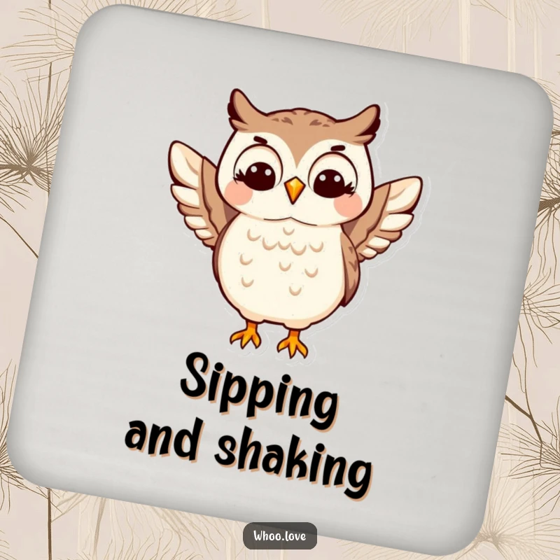 Funny Happy Owl Coasters: A set of coasters featuring a joyful owl character doing a fun wing shimmy, adding personality to tabletops.